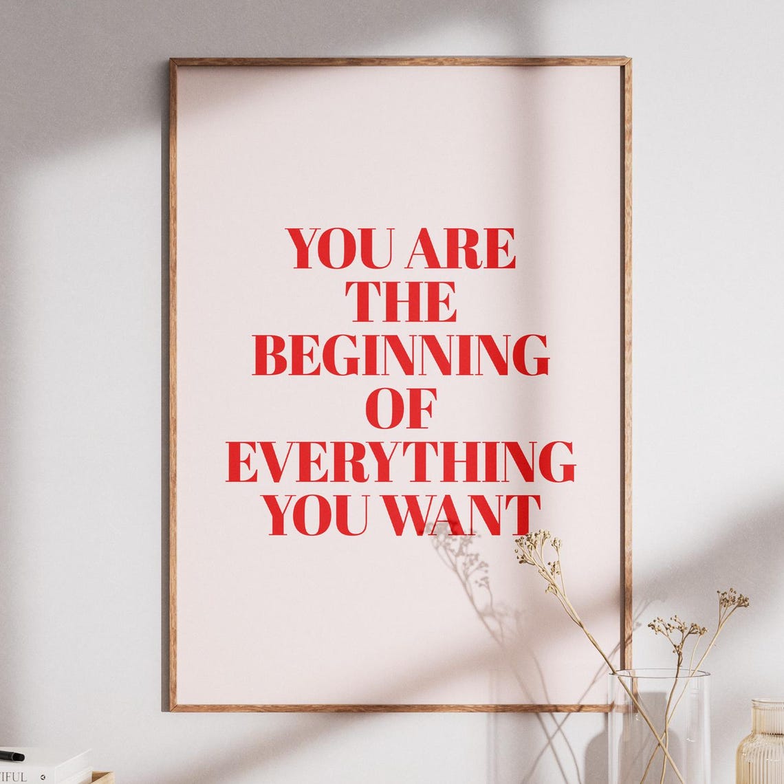 Empowerment Quote Poster Red Serif Affirmation Wall Art