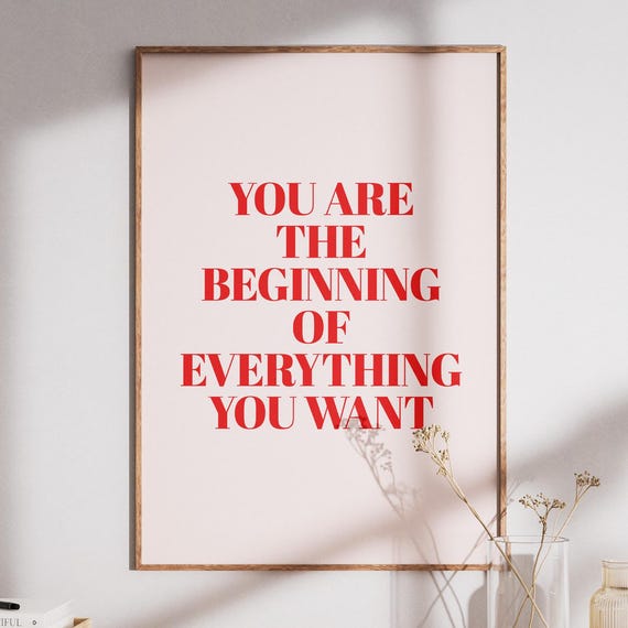 Empowerment Quote Poster Red Serif Affirmation Wall Art