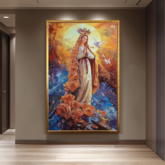 Virgin Mary Wall Art Print, Religious Catholic Artwork