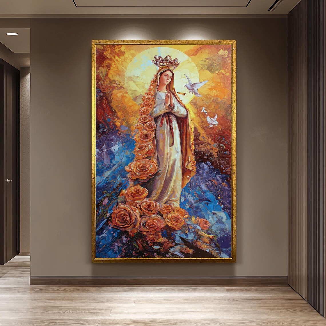 Virgin Mary Wall Art Print, Religious Catholic Artwork