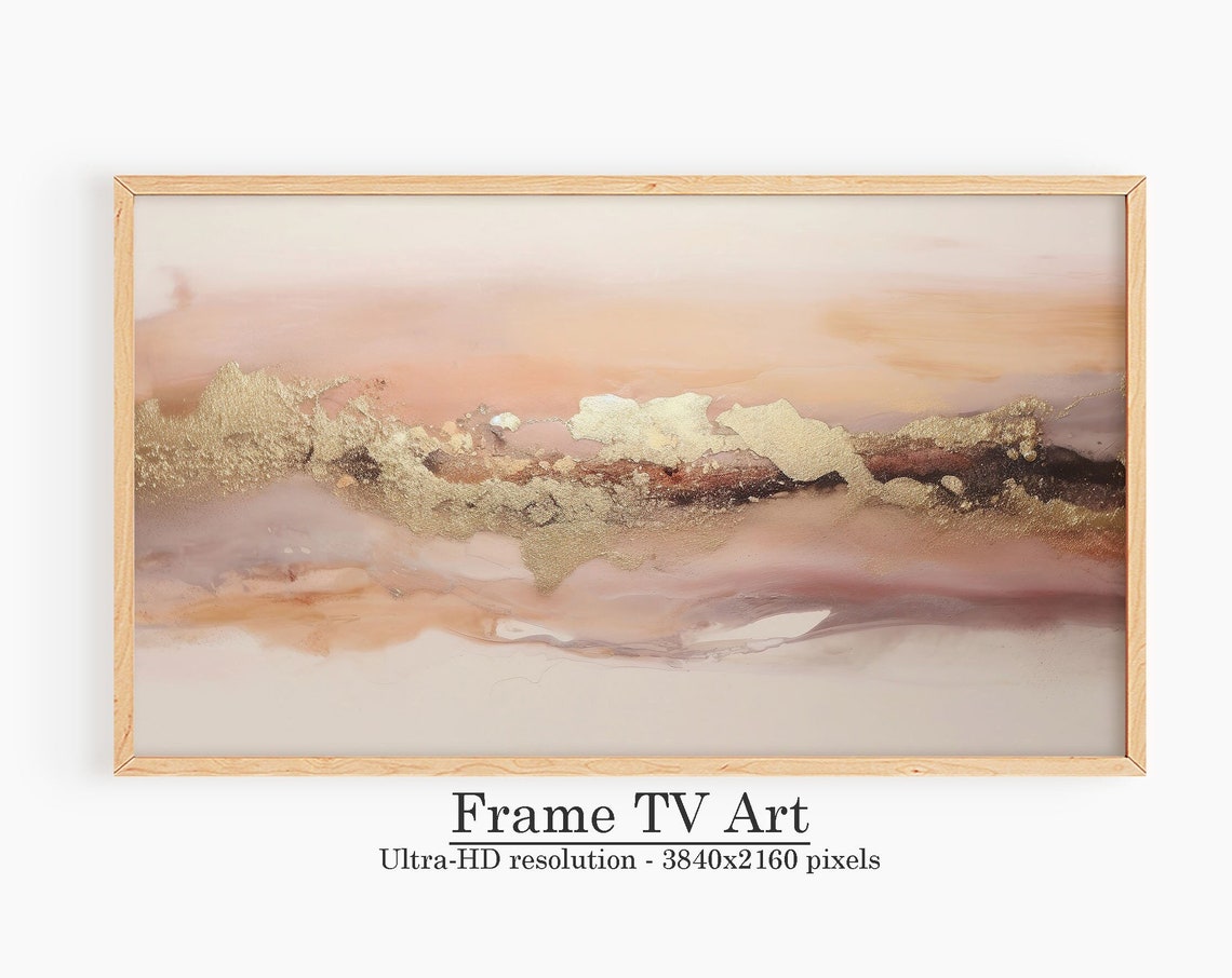 Blush Pink and Gold Abstract Resin Swirl Art Decor Style Poster