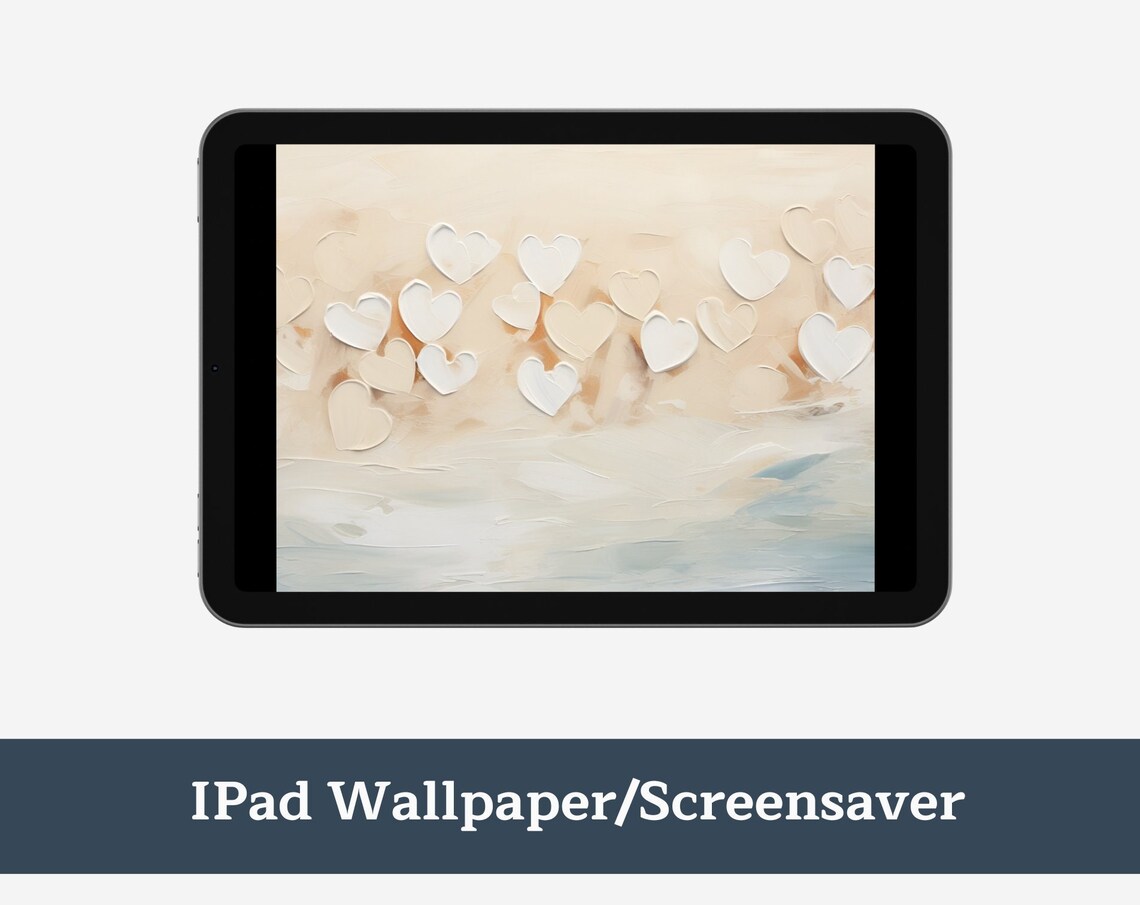 White Hearts Impasto Painting iPad Wallpaper Screensaver Poster