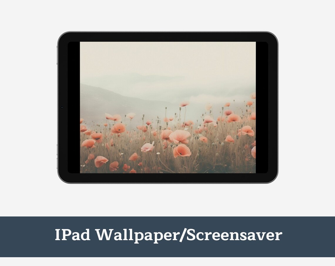 Neutral Floral Tablet Background, Floral Field Art Print