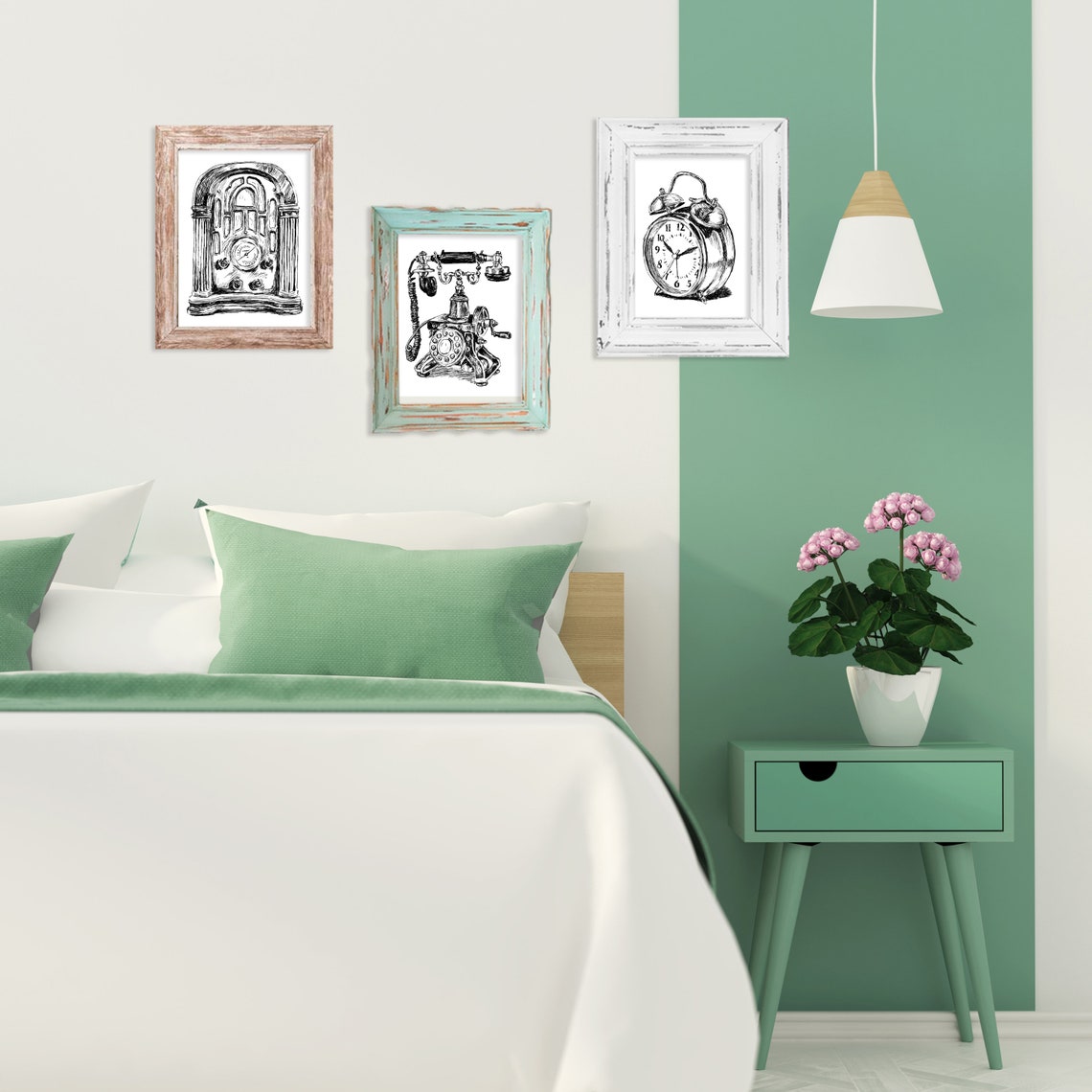 Vintage Cathedral Radio Ink Sketch Poster Retro Home Office Wall Decor - Image 2