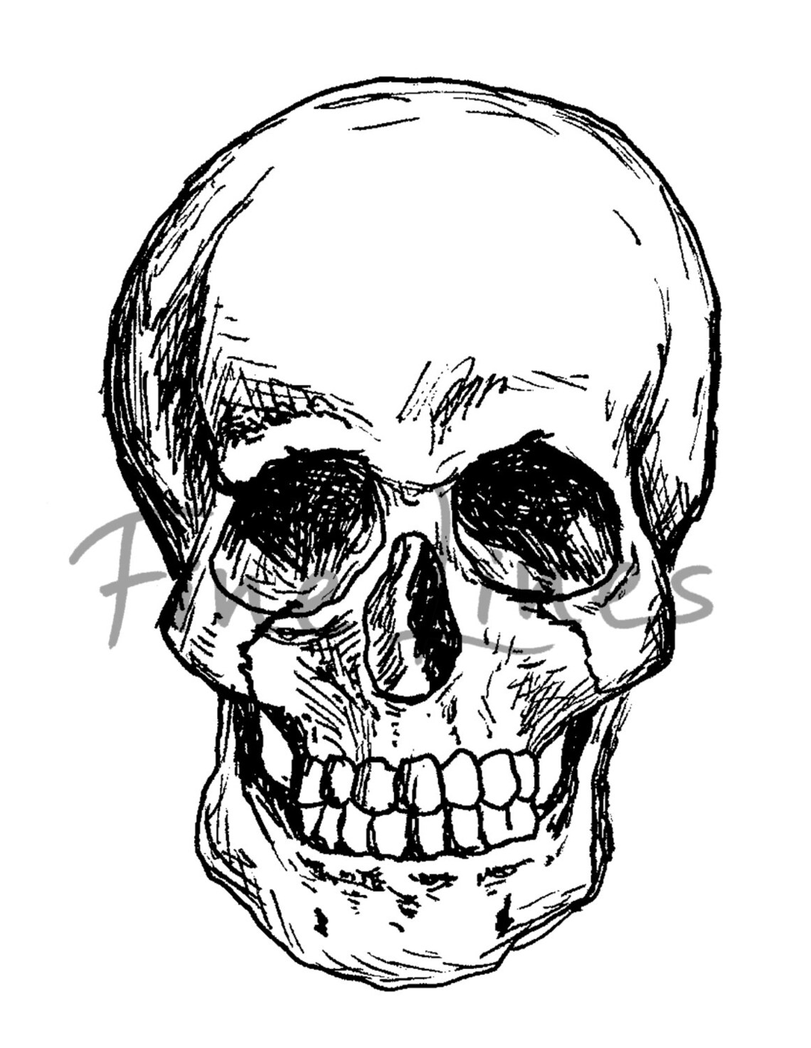 Black And White Skull Halloween Teen Room Art Print - Image 2