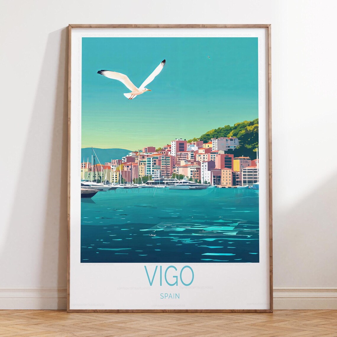 Vigo Marina Yacht Harbour Close-Up View Galician Coast Travel Poster