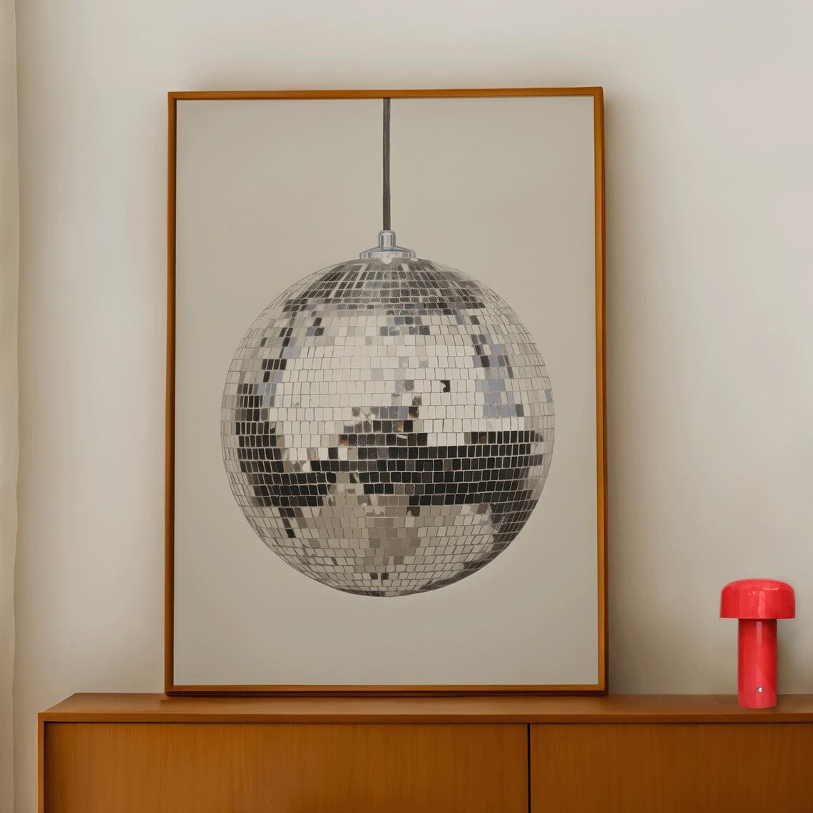 Retro Disco Ball, Vintage Wall Art Print