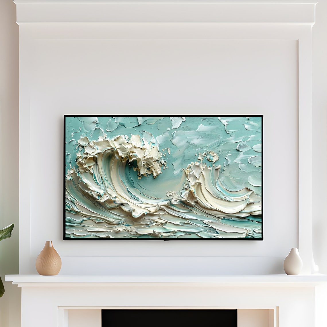 Abstract Ocean Wave Textured Seascape Frame TV Art Painting Poster - Image 3