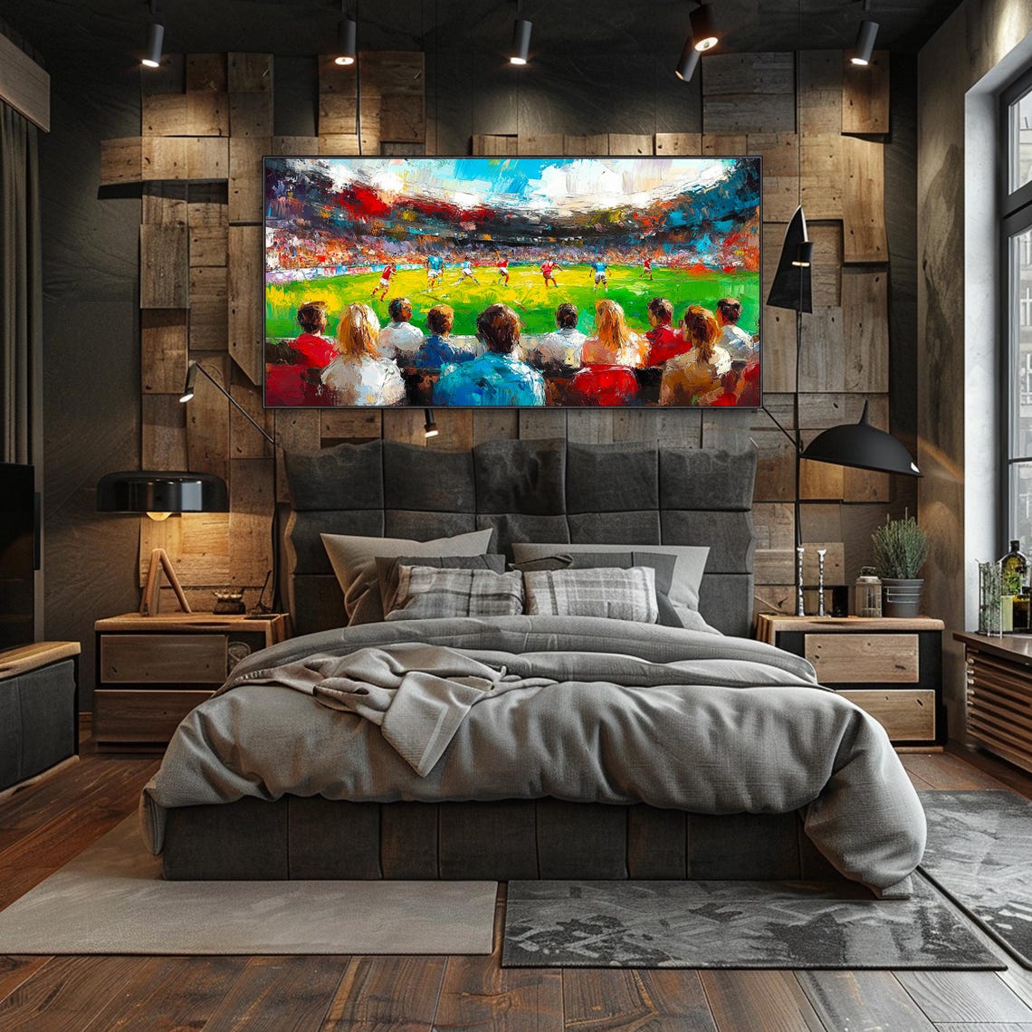 Footballsoccer Stadium Abstract Oil Painting Sports Wall Art On Custom Painting Texture Wall Art Ball Game Stadium Texture Painting - Image 3