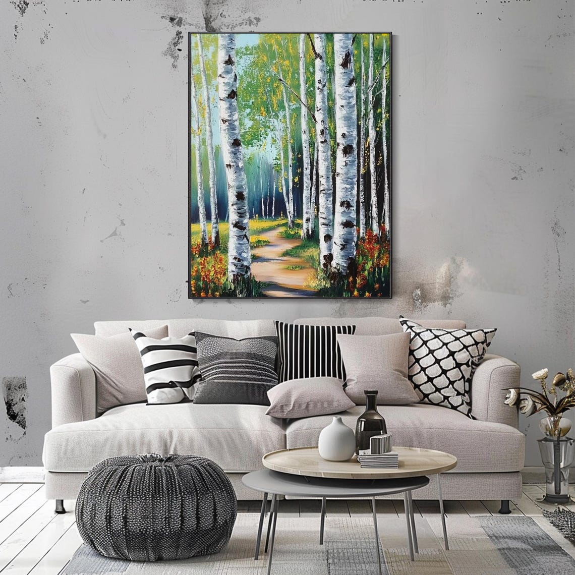 Birch Tree Forest Path Autumn Colors White Bark Woodland Travel Poster - Image 4