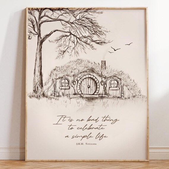 Tolkien Quote Artwork Hobbit Hole Art It Is No Bad Thing To Celebrate Print Lord Of The Rings Wall Art Gift For Lotr Fan