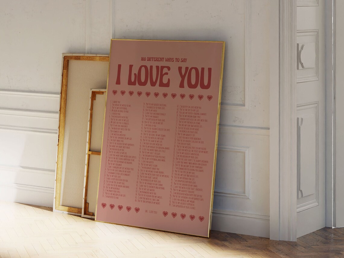I Love You Wall Print Print Retro Wall Decor Large Art Monochrome Poster Typography Poster - Image 3