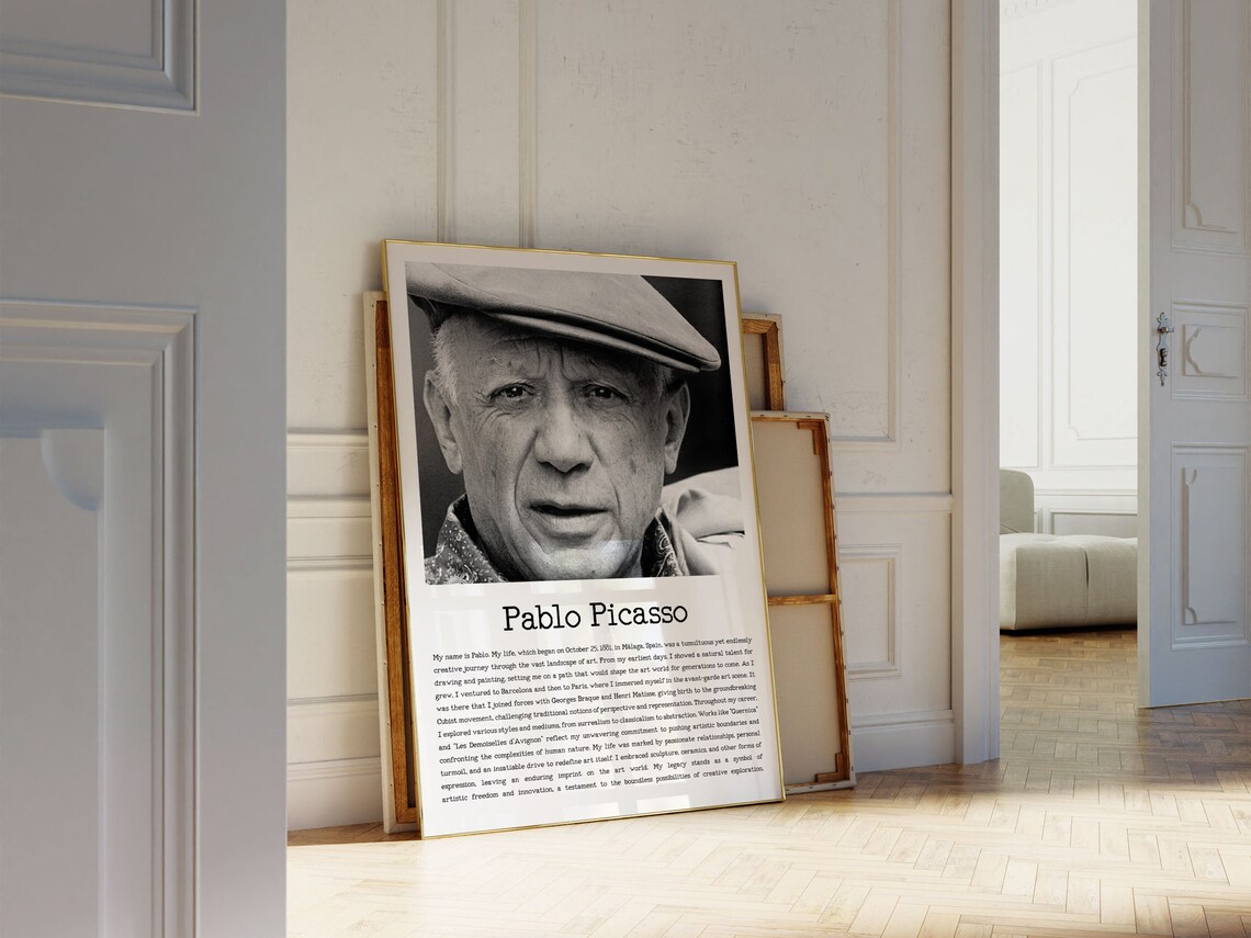 Pablo Picasso Black White Portrait Biography Art History Poster - Image 3