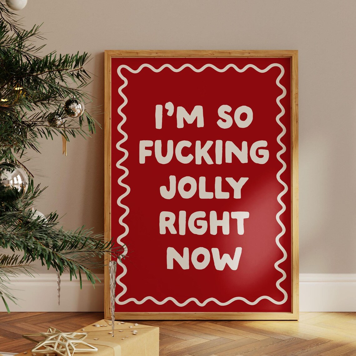 Im So Fucking Jolly Right Now Red Funny Christmas Holiday Poster