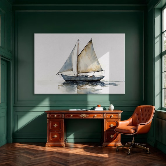 Watercolor Sailboat Minimalist Nautical Art Print
