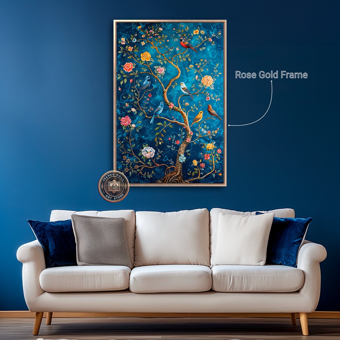 Songbirds on Branches, Colorful Floral Tree Art Print - Image 5