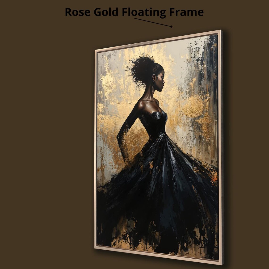 Abstract Fashion Woman Art Print, Black and Gold - Image 3