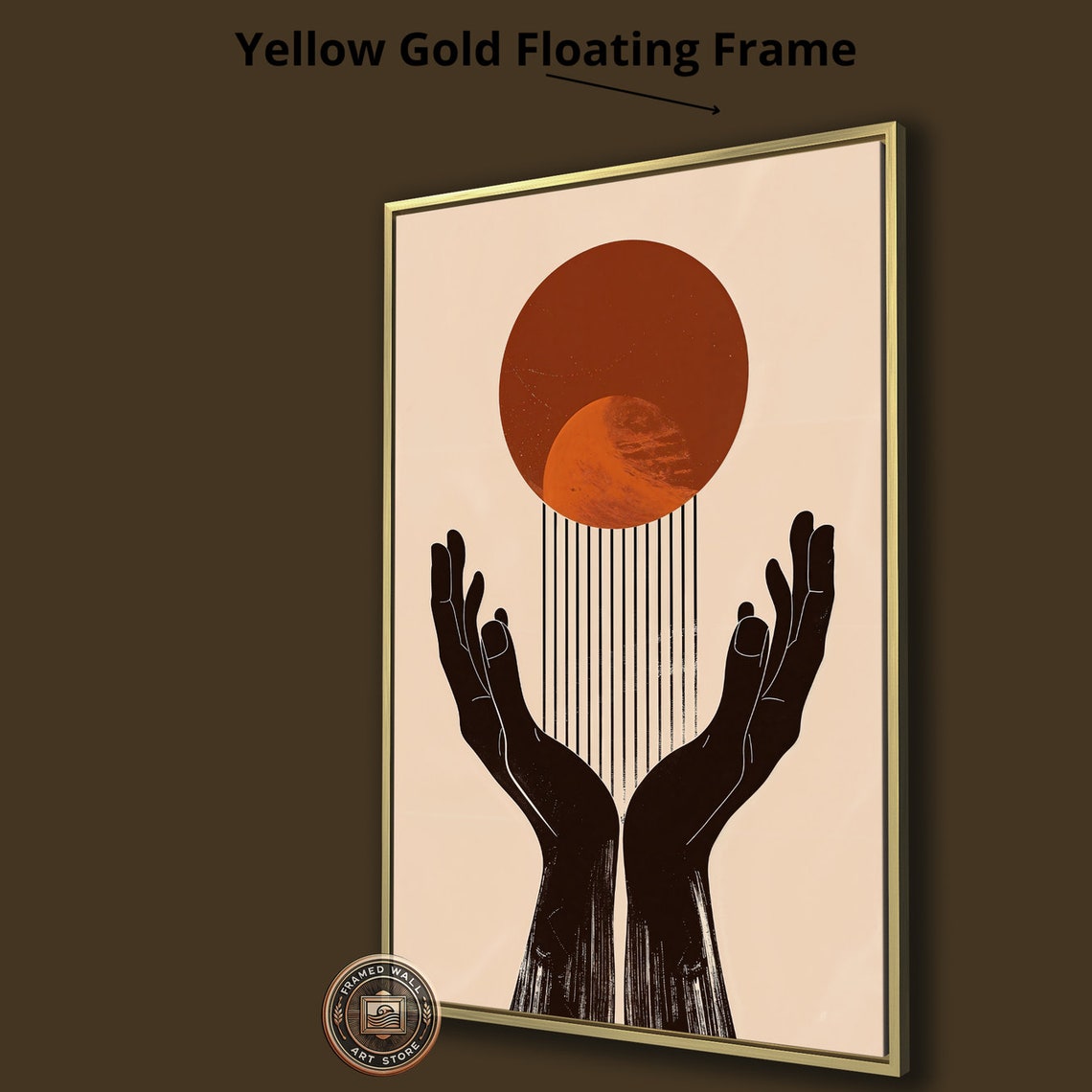 Boho Hands Holding Sun Minimalist Terracotta Line Art Poster - Image 3