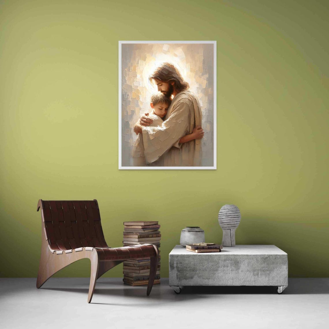 Loved And Saved Christian Painting, Jesus With Children - Image 3