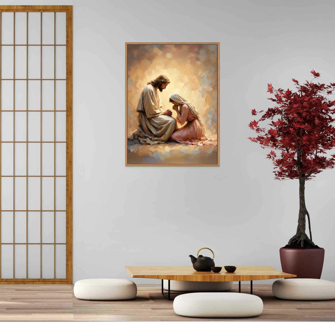 Jesus Praying With Woman, Christian Art Print - Image 5
