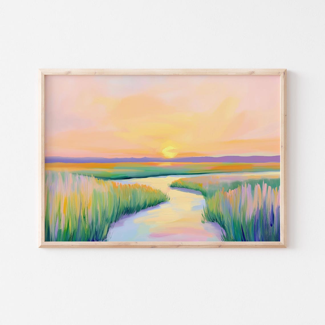 Marsh Creek Glowing At Sunset Under Golden Pink Sky Landscape Poster - Image 4