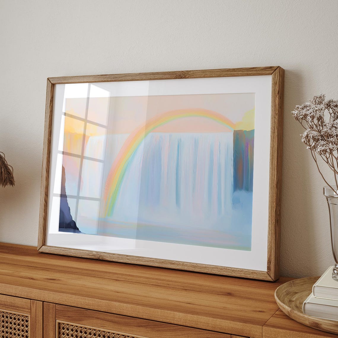 Pastel Rainbow Waterfall Dreamy Colorful Abstract Landscape Poster - Image 3
