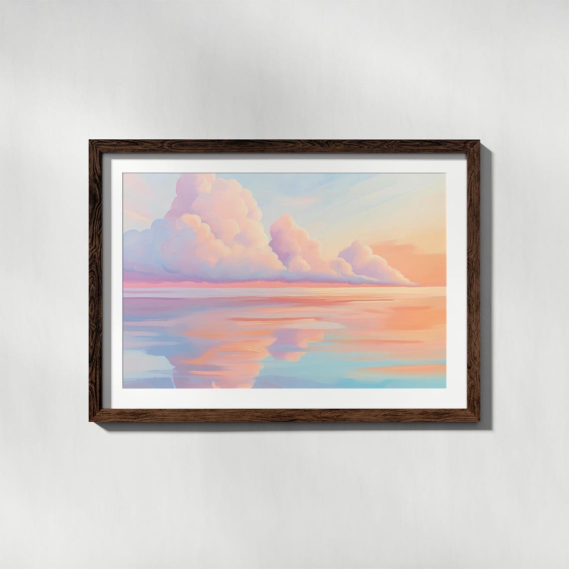Pink Sunset Clouds Reflected Over Calm Ocean Water Sky Poster - Image 5