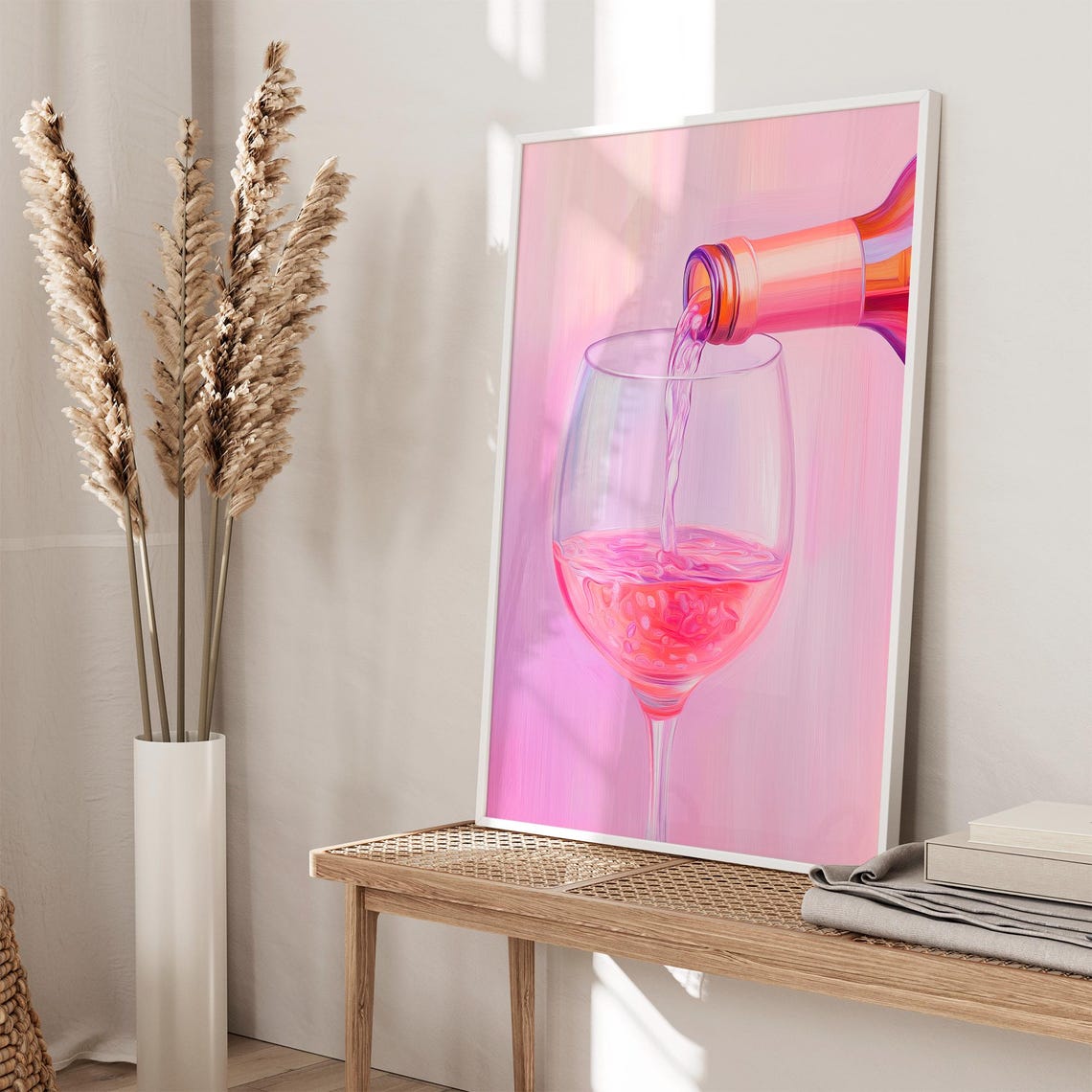 Pink Rose Wine Pouring Into Glass Kitchen Bar Cart Decor Poster - Image 4