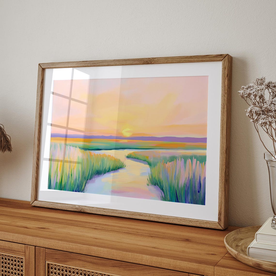 Marsh Creek Glowing At Sunset Under Golden Pink Sky Landscape Poster - Image 5