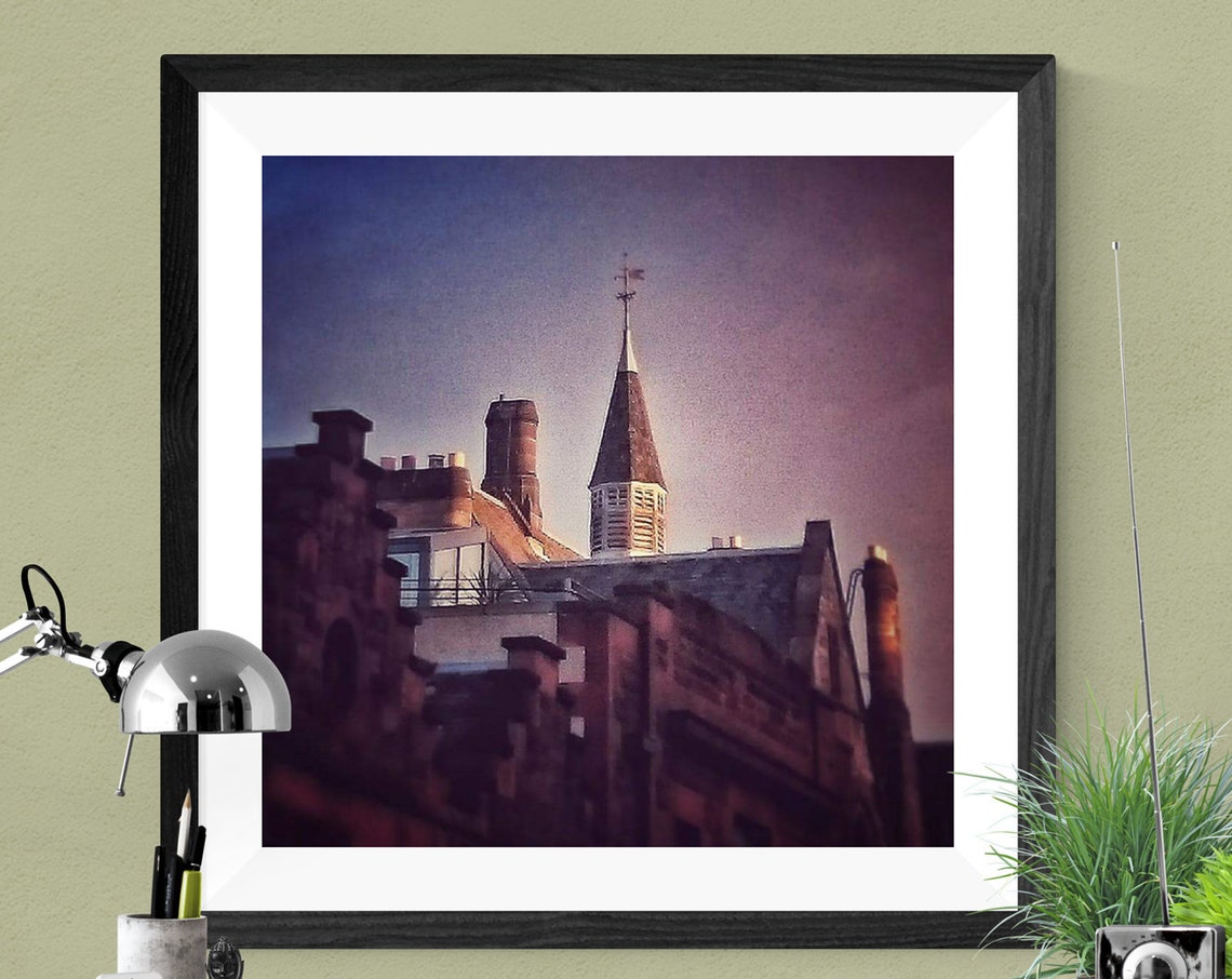 Stockbridge Spires Edinburgh Rooftops Sunset Church Photo Print