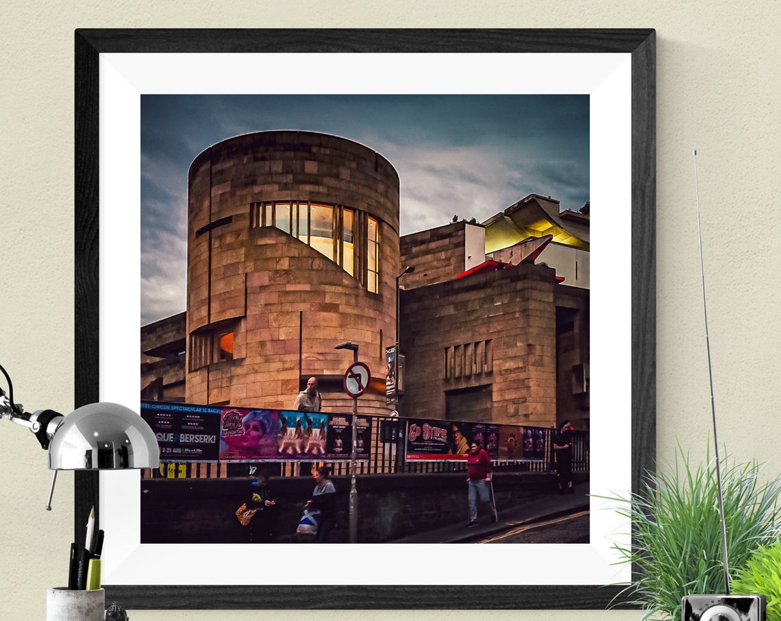 Modern Stone Building With Show Posters Urban Street Photo Poster