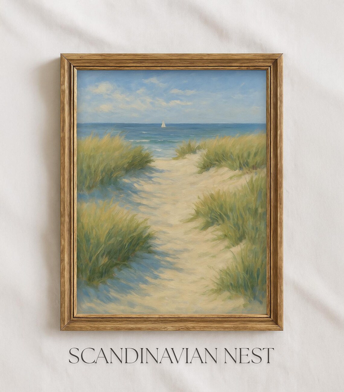 Sandy Beach Dune Path to the Ocean Summer Coastal Painting Poster
