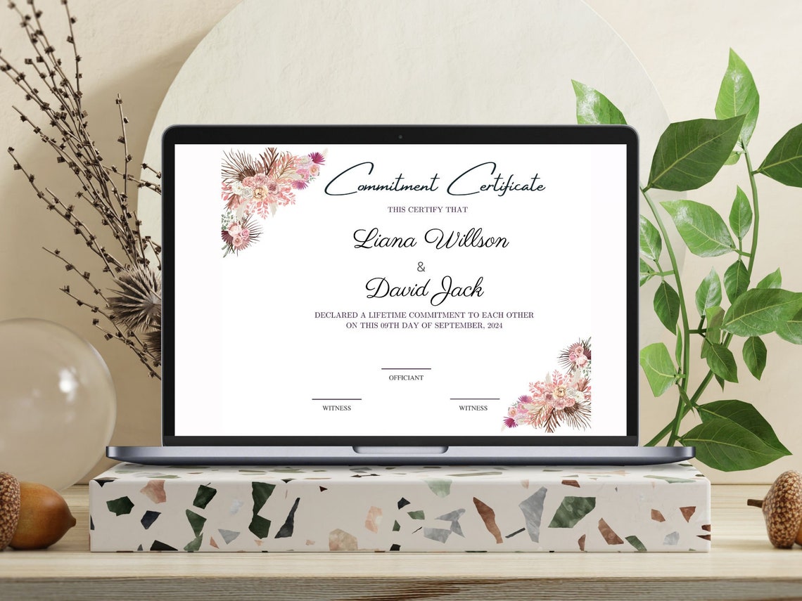 Elegant Floral Commitment Certificate Wedding Vow Keepsake Print - Image 8