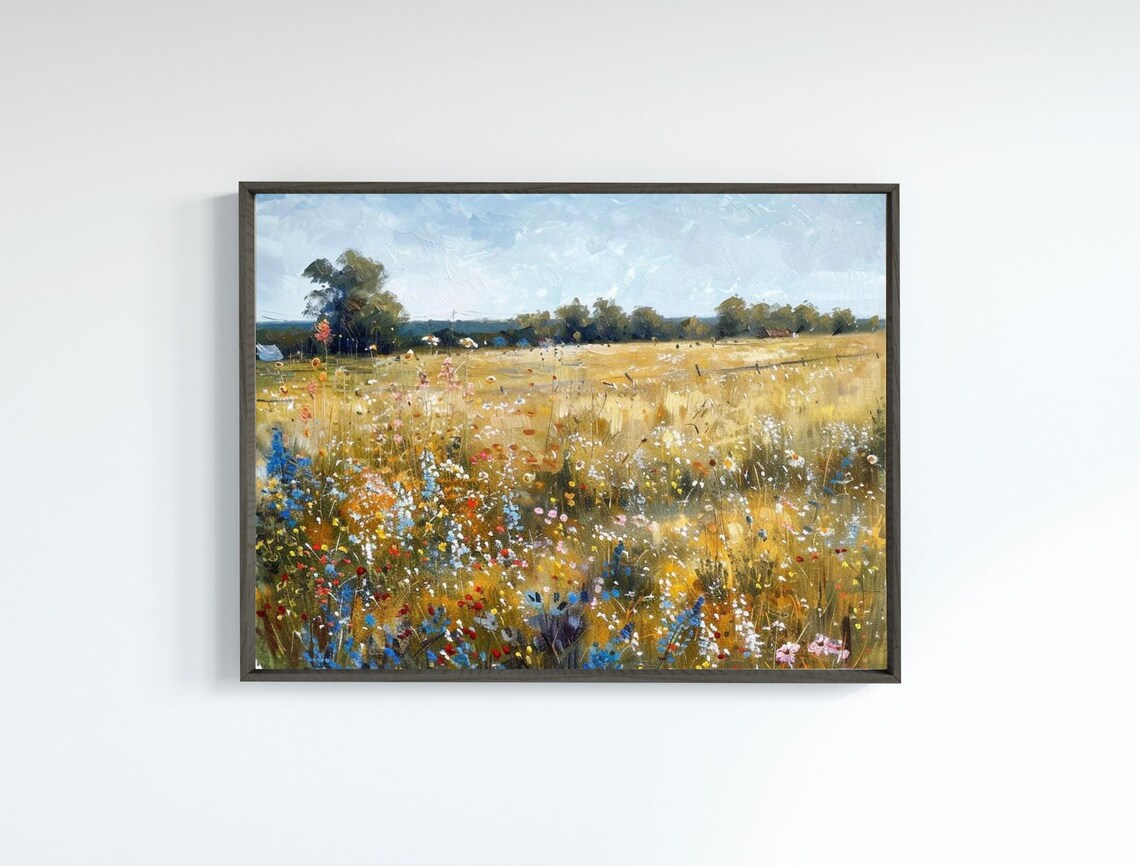 Meadow Wildflowers Oil Painting Golden Field Vintage Landscape Poster - Image 7