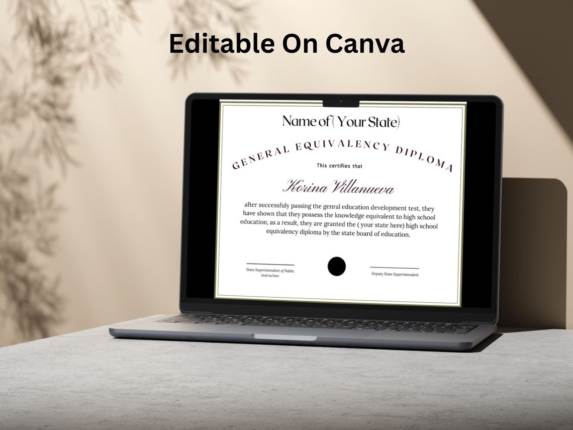 GED Diploma Certificate Novelty Template with Seal Editable Print - Image 5