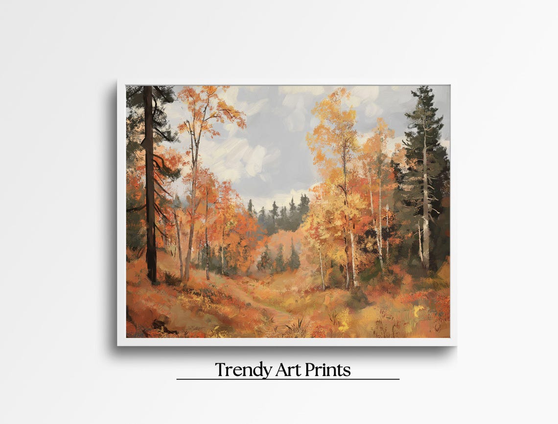Vibrant Autumn Forest Orange Golden Foliage Fall Landscape Poster - Image 5