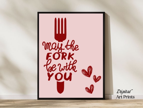 Aesthetic Kitchen Decor Cute Cooking Art Kitchen Wall Art Print Minimalist Heart Print Red Chef Art Print The Original