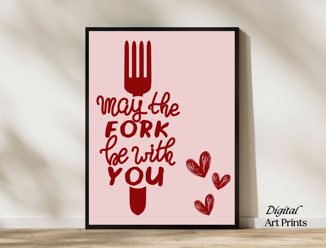 Aesthetic Kitchen Decor Cute Cooking Art Kitchen Wall Art Print Minimalist Heart Print Red Chef Art Print The Original