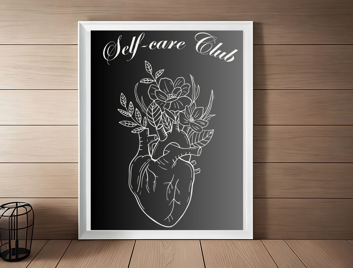 Self Care Club Floral Anatomical Heart Black Gothic Style Poster - Image 2