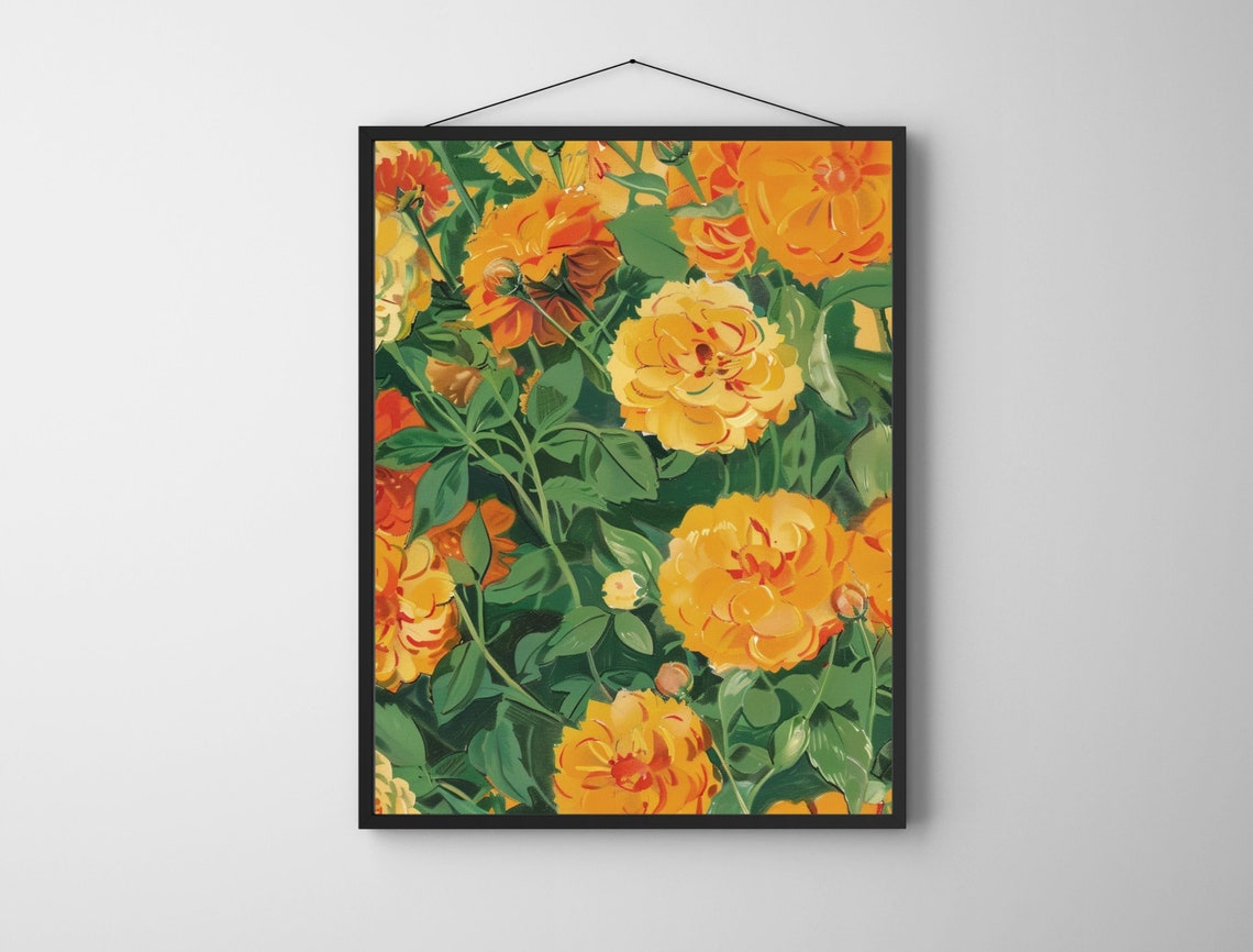 Lush Golden Yellow Roses in a Dense Painterly Summer Garden Poster - Image 6