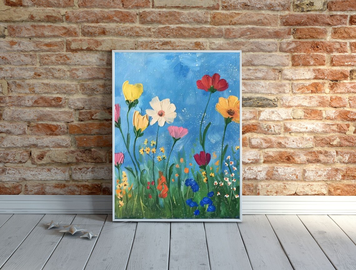 Set of 5 Wildflower Oil Paintings Colorful Floral Gallery Wall Poster - Image 7
