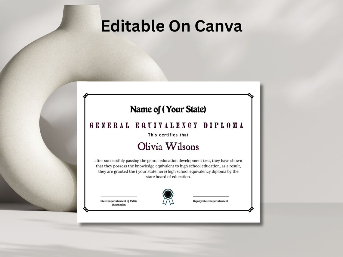 General Equivalency Diploma Certificate Novelty Template Print Design - Image 4