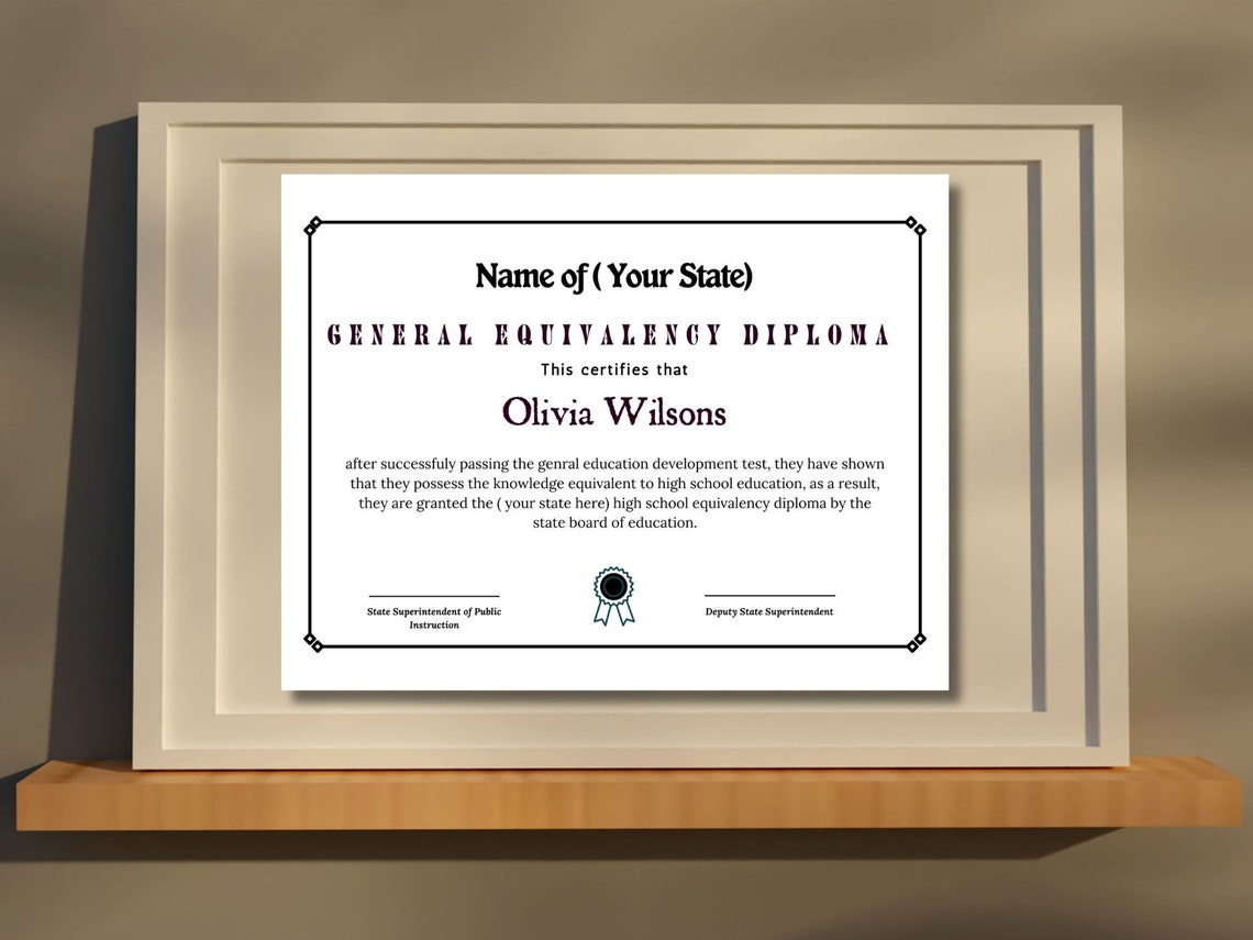 General Equivalency Diploma Certificate Novelty Template Print Design - Image 5