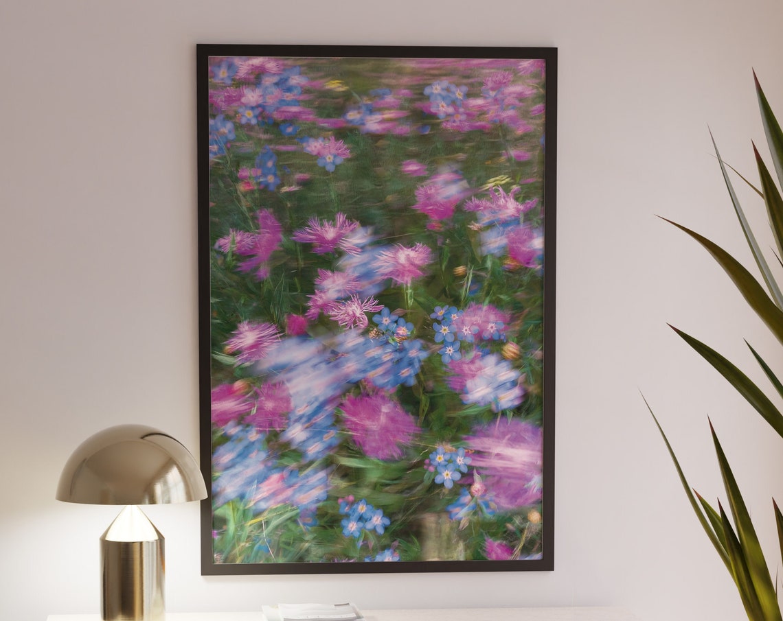 Purple Aster Blue Wildflower Meadow Blurry Photography Poster
