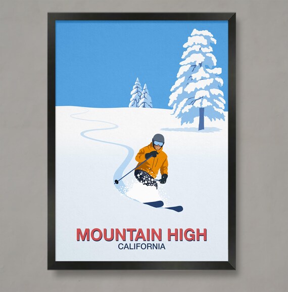 Mountain High Ski Poster Ski Resort Poster Ski Print Ski Poster Mountain High Ski Resort Print Mountain High Ski Print Mountain High