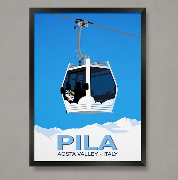 Pila Ski Resort Poster, Ski Travel Poster