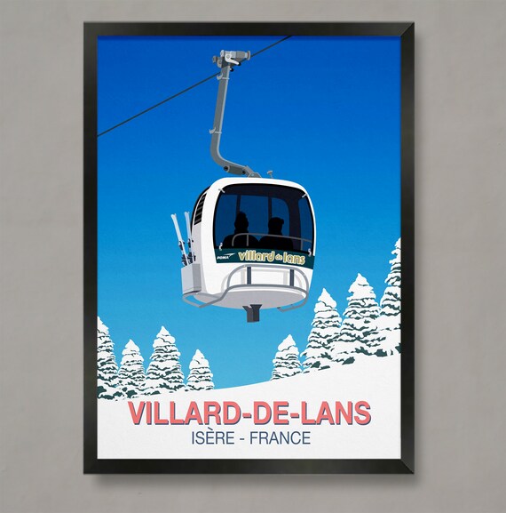 Villard De Lans Isere France White Gondola Snowy Pines Winter Ski Poster