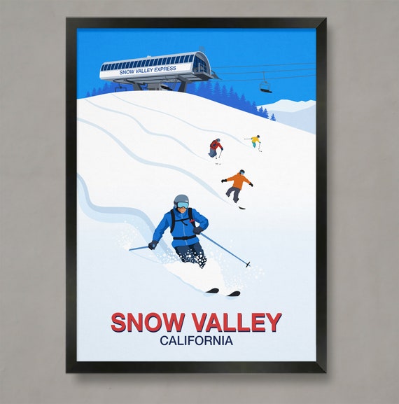 Snow Valley Ski Poster Snow Valley Ski Print Ski Resort Poster Ski Print Snowboard Poster Ski Poster Snow Valley Ski Resort