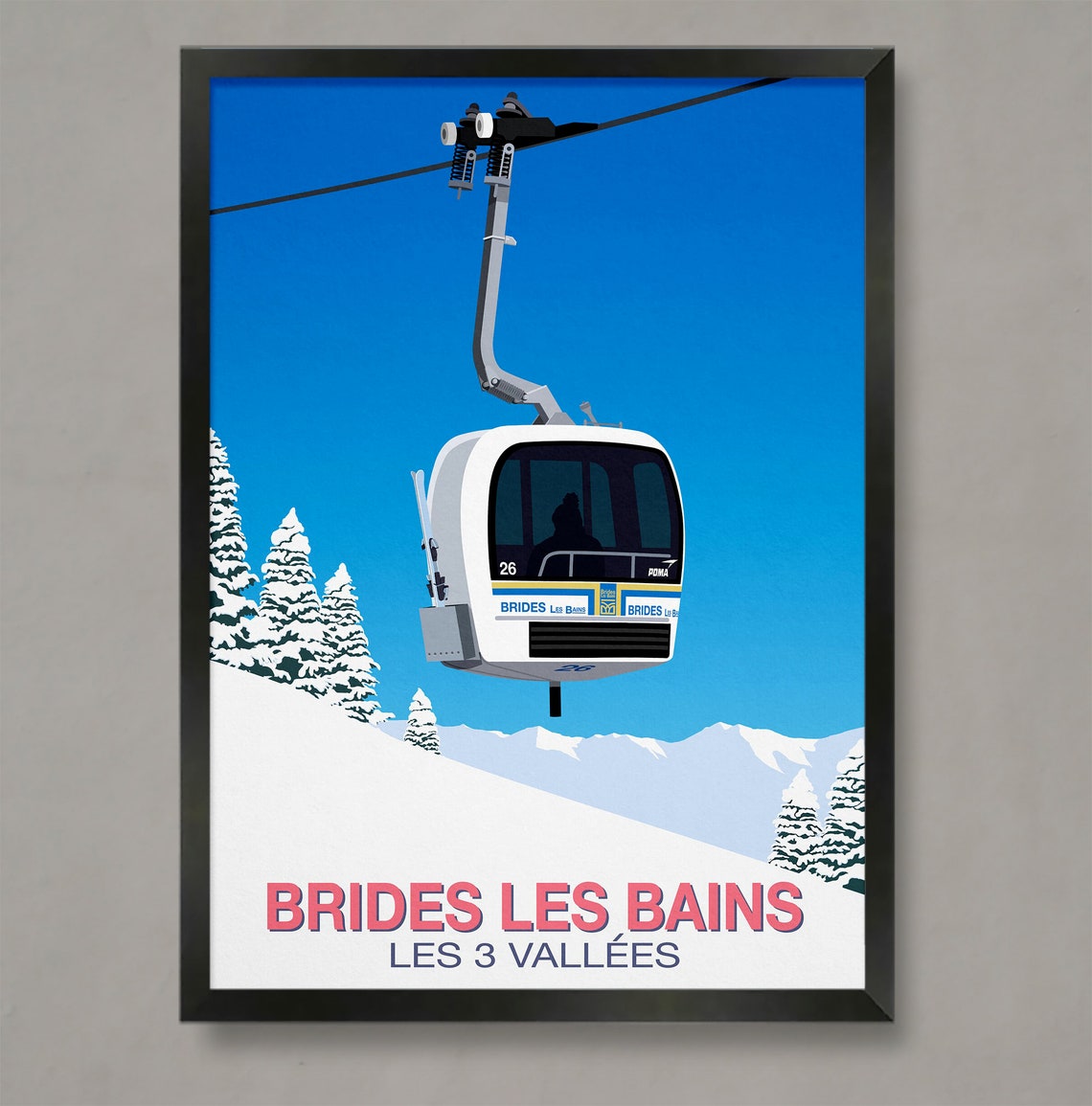 Brides Les Bains Gondola Les 3 Vallees Ski Resort Travel Poster