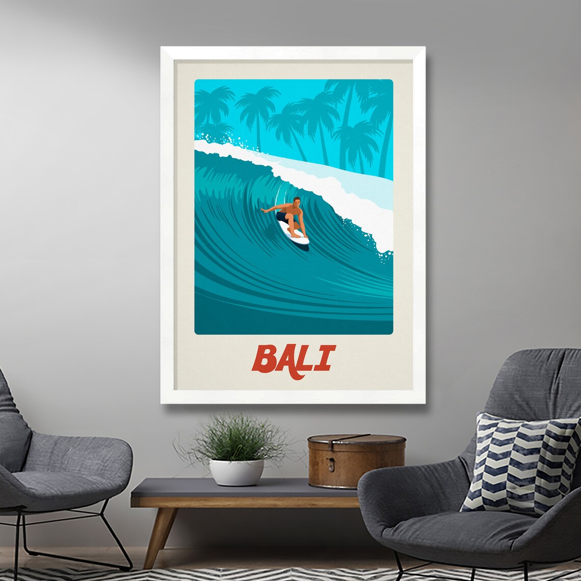 Bali Surf Vintage Travel Poster, Retro Surfing - Image 3